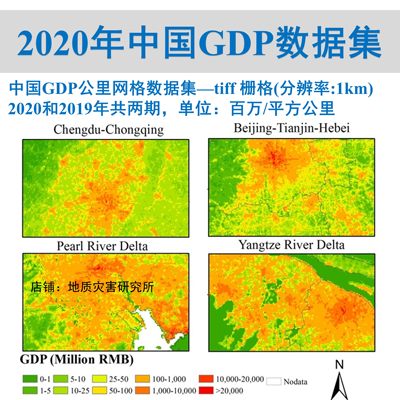 中国公里网格GDP数据集（2019年,2020年）GDP空间分布tiff栅格