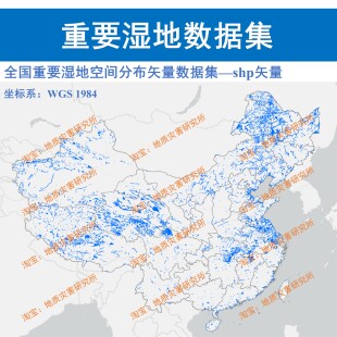 全国重要湿地空间分布矢量数据集shp矢量GIS出图重要湿地shp边界