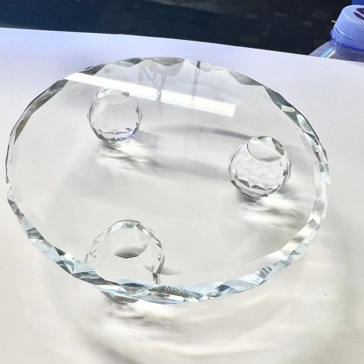 水晶玻璃底座盘 饰品珠宝展示首饰托盘 酒托花瓶古董摆件底座底托