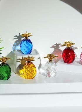 可爱七彩色水晶小菠萝手机珠宝眼睛展示柜台装饰品供佛前仿真水果