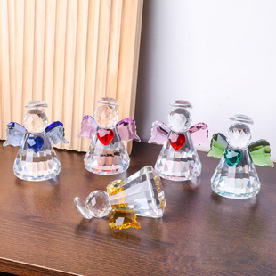 可爱水晶宝石爱心小天使女孩摆件迷你高档办公室法式艺术装饰用品