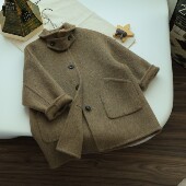 温暖驼亲子双面羊绒大衣儿童秋冬中长款 羊毛外套男童呢子风衣款