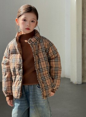 英伦骑士格90绒男童面包羽绒服