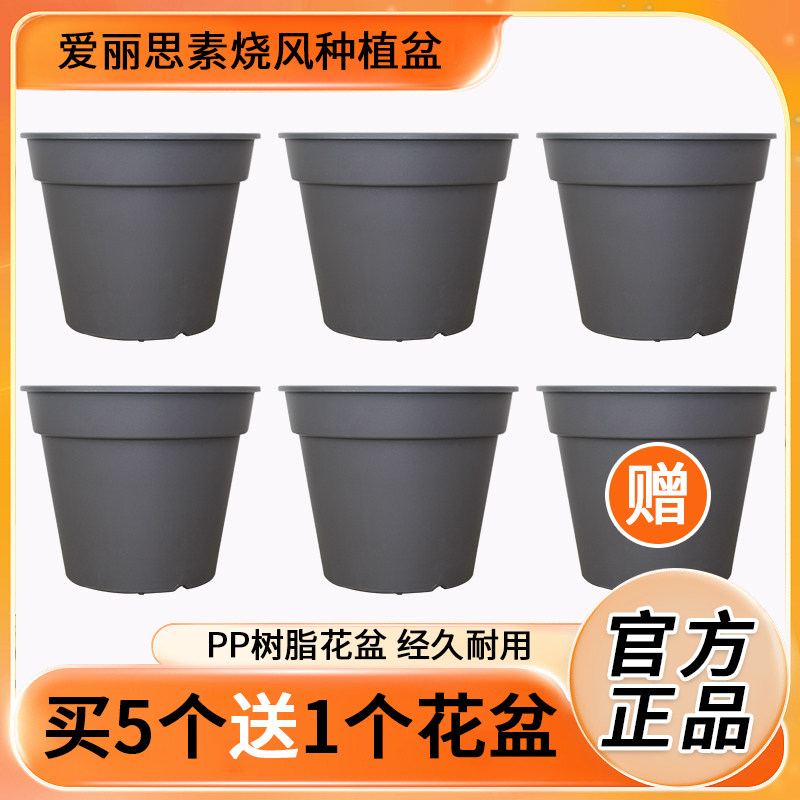 爱丽思花盆爱丽丝盆塑料树脂圆形肉肉加厚简约兰花绿萝仿陶瓷清仓