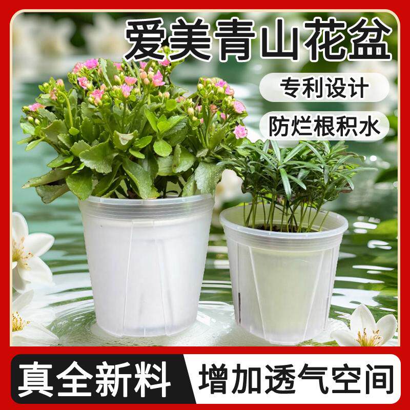 透明青山盆大号透气花盆图片