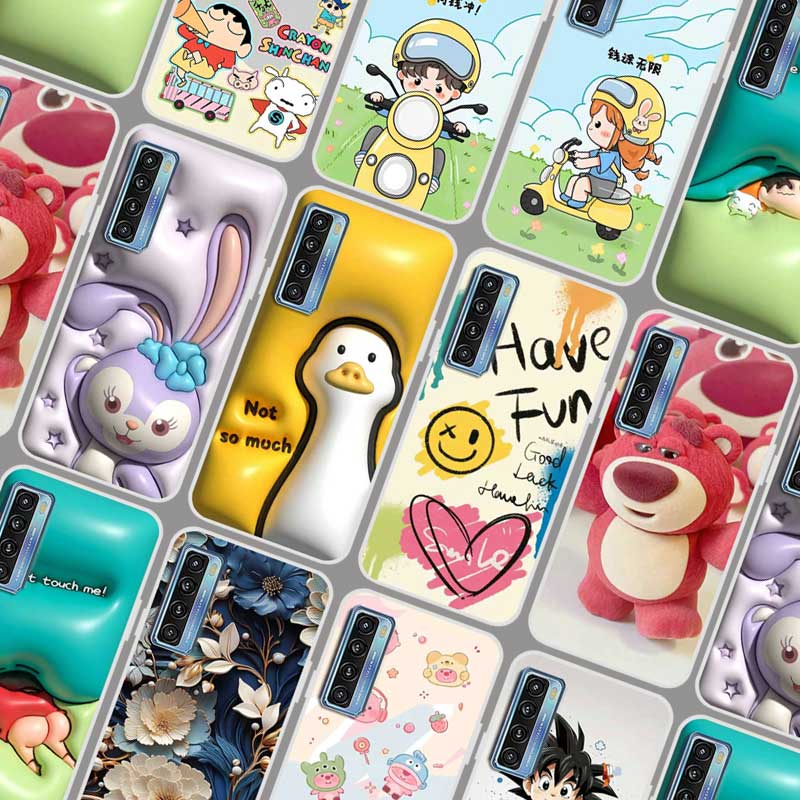 TCL 20 5G手机壳软胶TCL 20S保护套TCL 20L仿立体凸起卡通鸭TCL 20L+防摔可爱