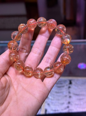 上新！厂家直销一手货源！天然水晶白水体爆闪金太阳手链超性价比