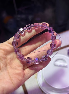 上新！厂家直销一手货源！天然水晶紫水晶方前糖手链超性价比