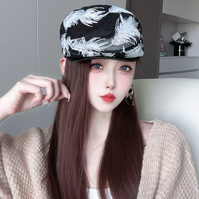 春夏季帽子女士鸭舌帽镂空花朵网纱帽时尚前进帽遮阳韩版潮贝雷帽