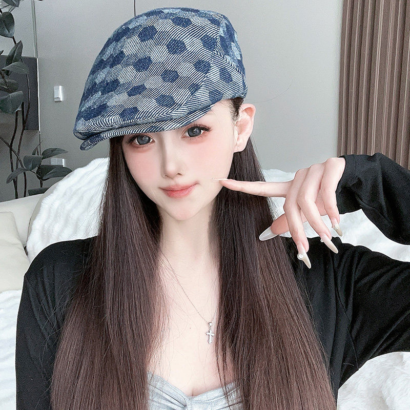 新款春夏季男女士通用鸭舌帽子洋气高档潮流英伦贝雷帽格纹前进帽