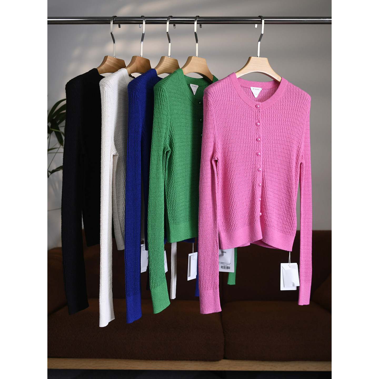 【颖颖家】匠心J系14针桑蚕丝糖果色扭绳麻花单排扣圆领开衫W1989