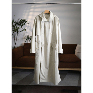 进口棉轻薄连帽可拆挖剪大口袋双排扣抽绳加长风衣W2073 颖颖家