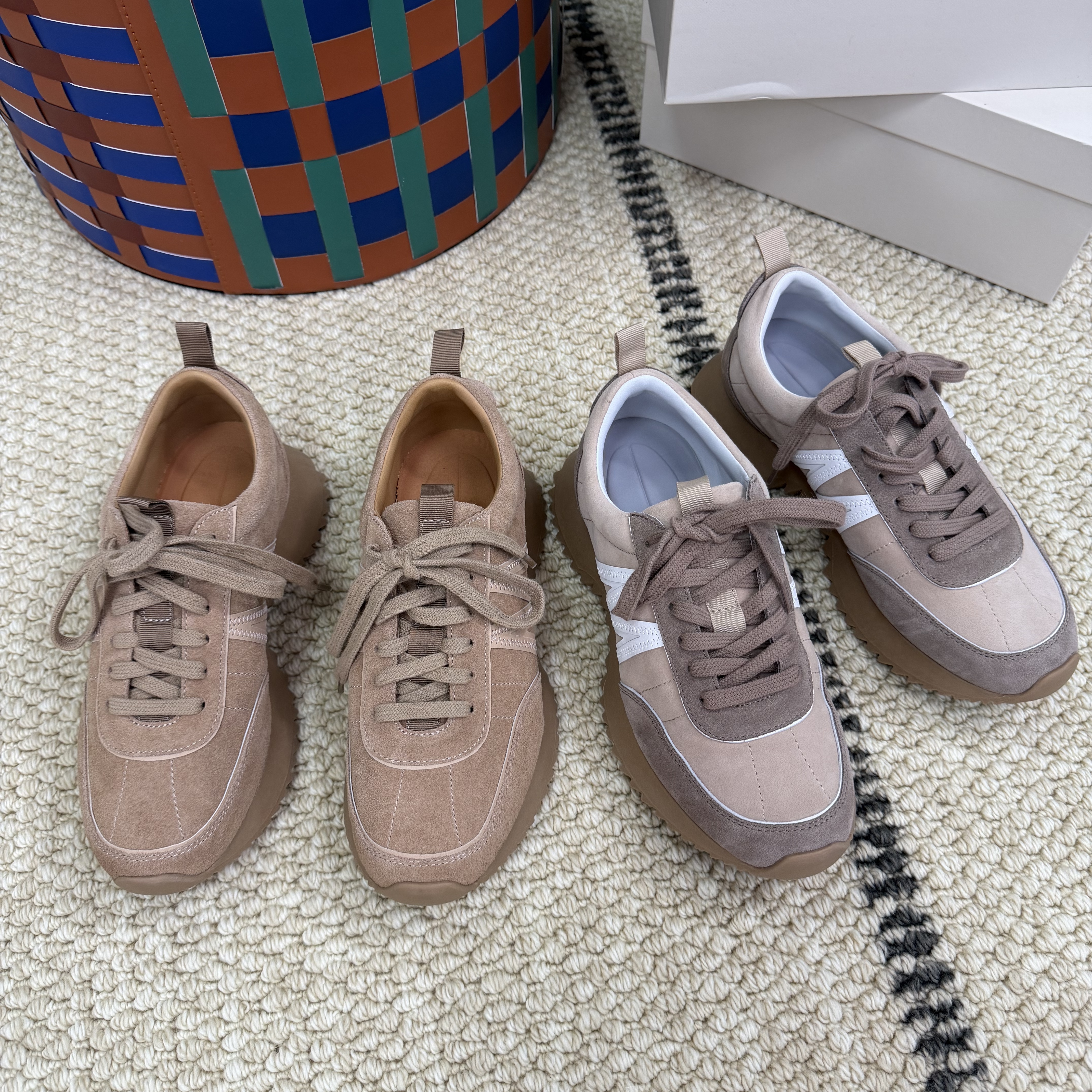 【颖颖家】真皮厚底增高德训休闲鞋!巨好看的配色!脚感超棒 W1828