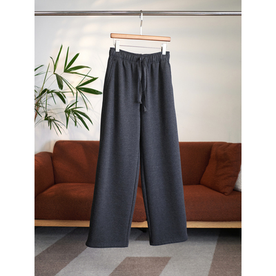 颖颖家 柔软日系密织棉纯棉内里磨毛加绒松紧腰休闲直筒卫裤W1712