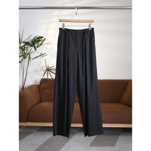 W2052 进口精仿绵羊毛CHAO轻薄半松紧腰抽绳中高腰休闲裤 颖颖家