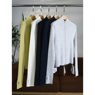 颖颖家 匠心J系德国进口扬子羊毛立领双拉链带指孔针织长袖 W1573