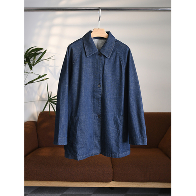 【颖颖家】旺财意大利gao定~冈山牛仔单排扣廓版中长款外套W1985