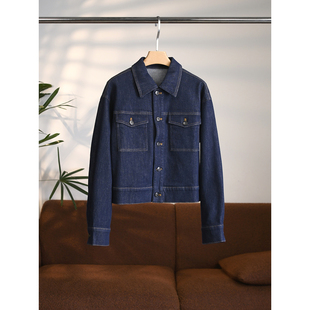 丹宁公式 翻领单排扣落肩袖 牛仔短外套W2118 颖颖家