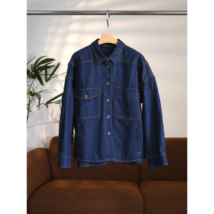 【颖颖家】26早春冈山牛仔进口密织棉多口袋复古侧开叉外套W1954