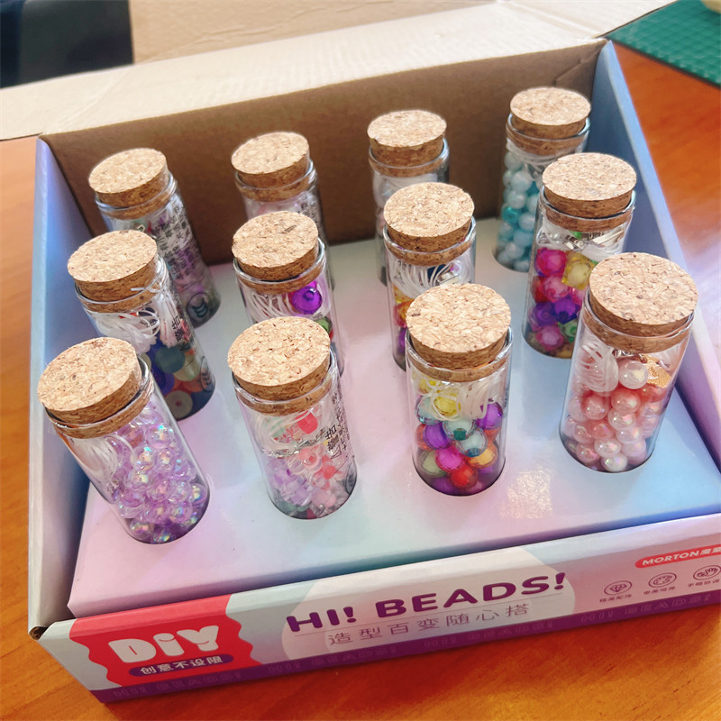 魔童串珠手工diy彩色糖果亚克力散珠儿童穿珠手链项链饰品许愿瓶