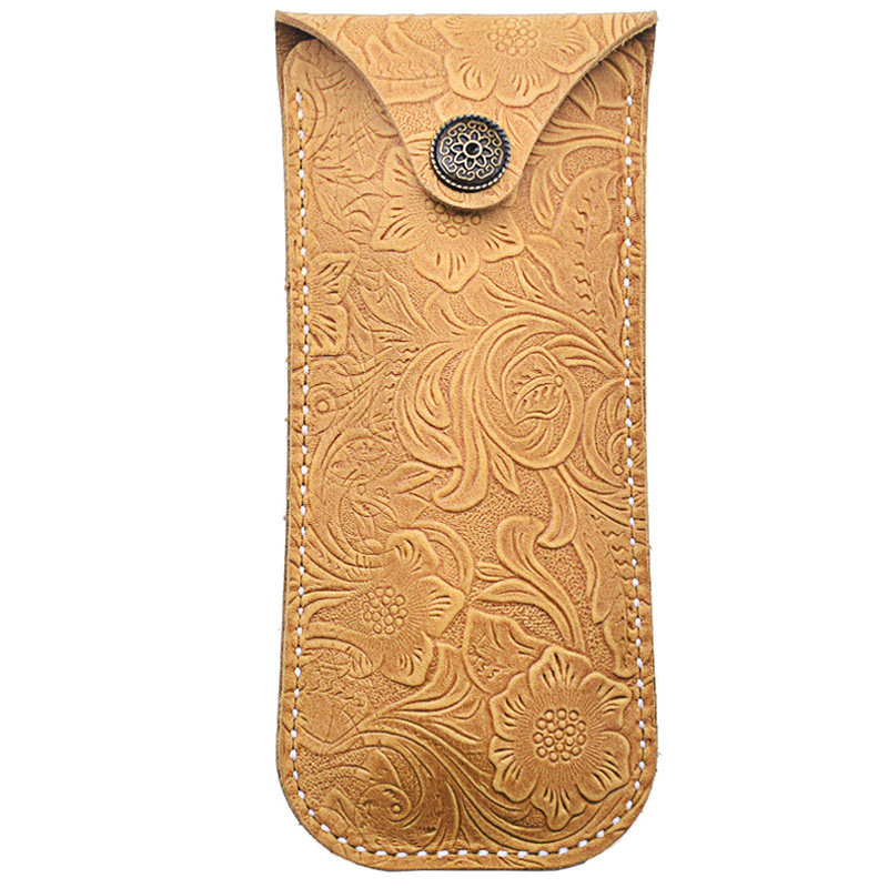 复古疯马皮真皮眼镜盒手工头层牛皮眼镜袋子便携收纳包太阳镜皮套