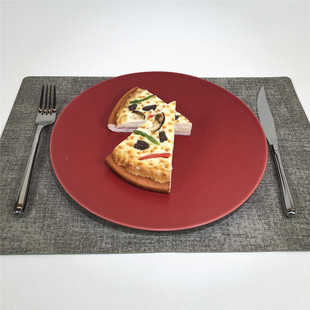 高温色釉红色陶瓷牛排盘中餐菜盘西餐圆形高档餐具牛扒碟子浅式盘