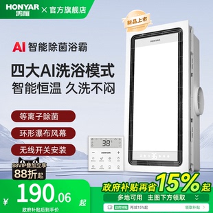 鸿雁风暖浴霸照明排气扇一体集成吊顶灯浴室智能卫生间暖风机