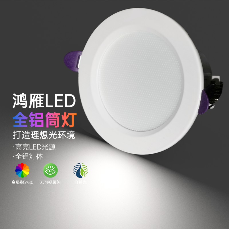 鸿雁全铝客厅筒灯射灯嵌入式家用