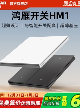 鸿雁86型开关插座面板多开多孔斜五孔86型暗装墙壁20W快充HM1灰色