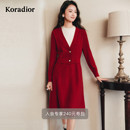 拼色假两件修身 珂莱蒂尔冬款 A字100绵羊毛连衣裙 星光针织