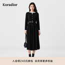 针织连衣裙小黑裙女 假两件绵羊毛混纺法式 珂莱蒂尔2025年冬季 新款