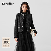 香风菱格棉服女气质短款 珂莱蒂尔2025冬季 新款 外套棉衣