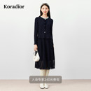 珂莱蒂尔koradior冬款 假两件优雅淑女浪漫拼接连衣裙女羊毛裙装