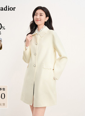 Koradior珂莱蒂尔冬季100绵羊毛优雅毛呢大衣外套