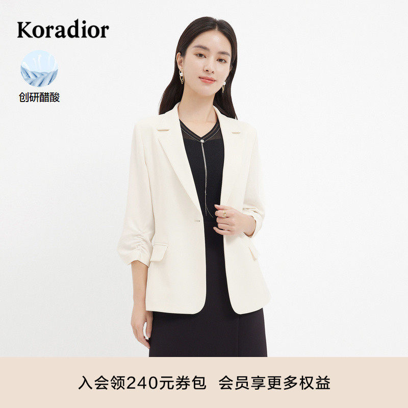 Koradior珂莱蒂尔醋酸修身西装外套女短款秋季小西服职场上衣女