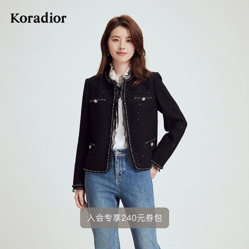 珂莱蒂尔商场同款秋季款法式优雅气质复古香风短外套女装上衣