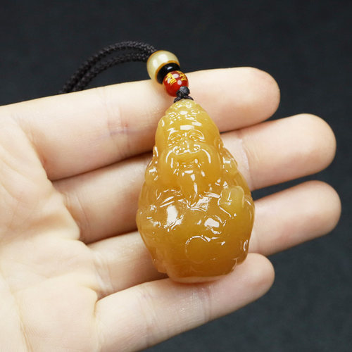 正品天然玉石财神爷吊坠