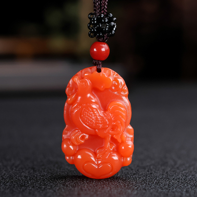 新疆红玉十二生肖猪兔龙蛇马金丝红色玉吊坠牌男女鸡血玉属相项链