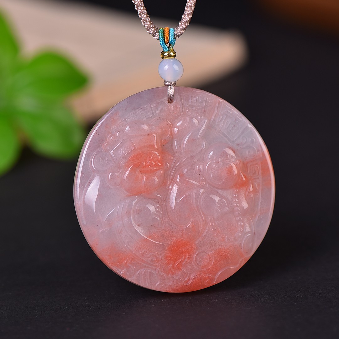 天然玉石桃花酿人财两旺吊坠无事牌观音貔貅招财玉挂件毛衣链批发
