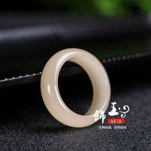 和田玉戒指天然新疆且末糖料指环男女款尾戒祼石原石戒圈玉器手饰