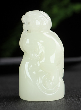 青白玉貔貅印章小摆件