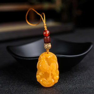 2025蛇年化解新款小号属鸡黄色玉12生肖吊坠男女挂件钥匙扣手机链