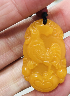 黄玉十二生肖鸡吊坠男女款黄龙玉兔猪虎鼠牛龙虎蛇狗马羊猴玉项链