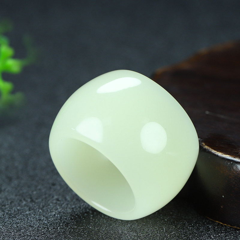 天然新疆和田玉白玉扳指戒指男款玉戒指大拇指指环指环玉石扳指