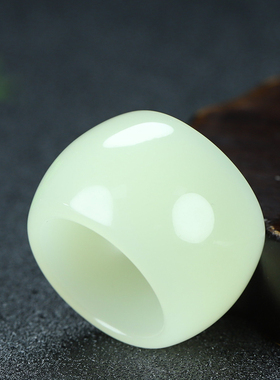 天然新疆和田玉白玉扳指