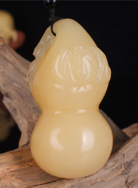 新疆玉葫芦把件玉佩黄玉玉石