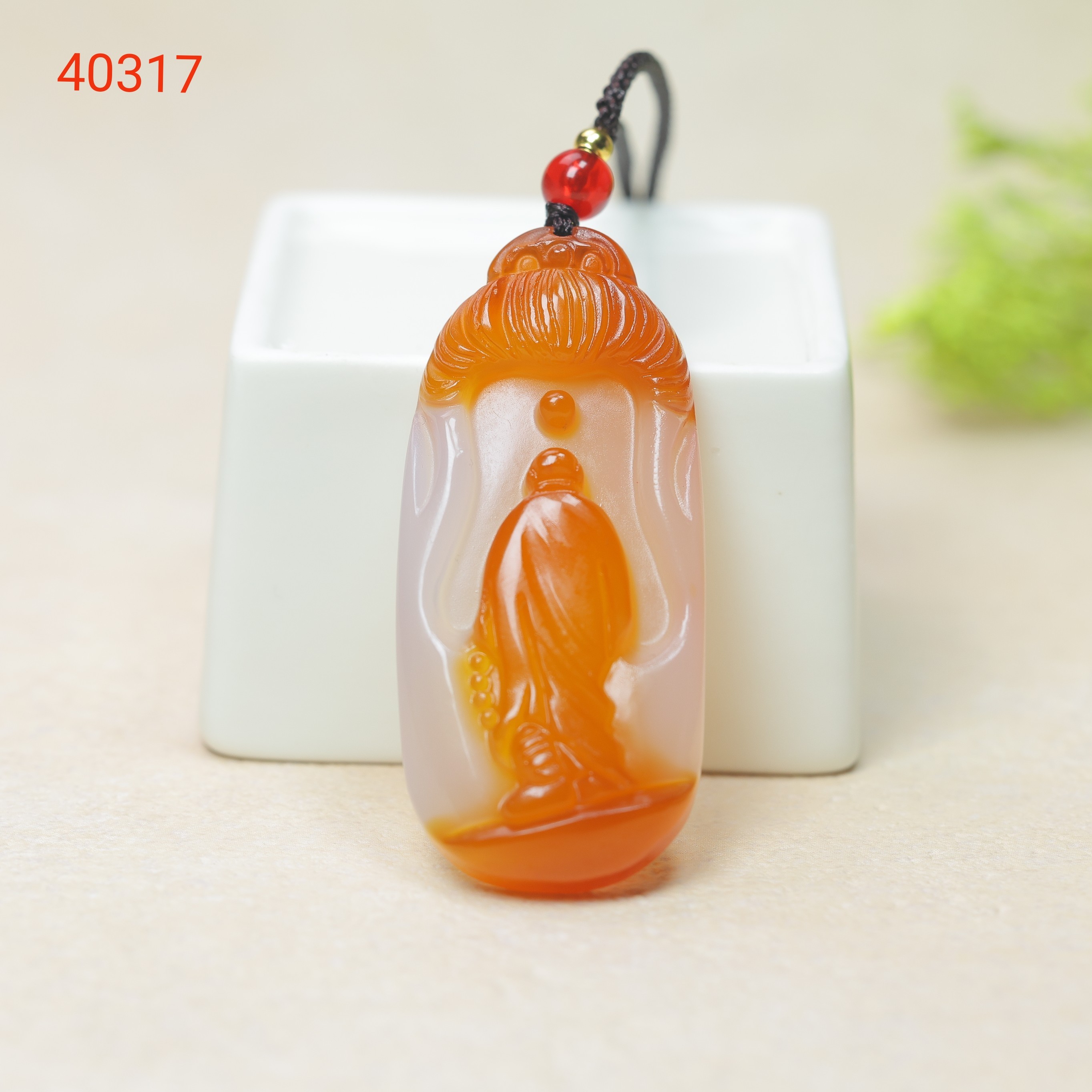 天然俏色高冰玉髓精雕悟道挂件吊坠颈饰一念悟道万事心安送绳盒