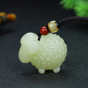 正品天然玉石十二生肖羊吊坠青白玉小羊挂件玉佩项链毛衣链钥匙扣