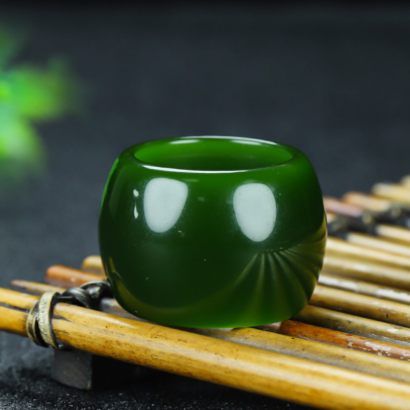 天然新疆和田玉碧玉扳指戒指男款玉戒指大拇指指环指环玉石扳指