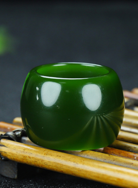 新疆和田玉碧玉扳指戒指男款